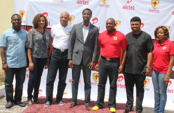 Representatives of GEMSTONE Nation Builders Foundation and Airtel Nigeria in a group photograph